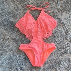 LA Hearts Flounce Top One Piece w/ Cut Out Detail